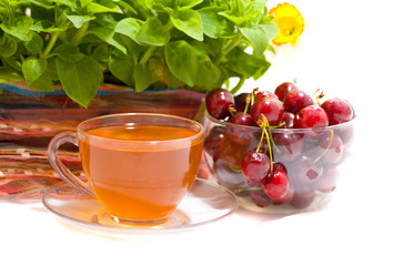 Tea in a transparent glass.