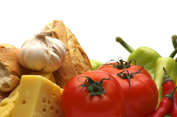 food on white background