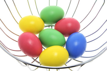 Easter Eggs in Wire Bowl