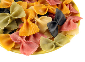 Color pasta detail isolated on white background