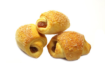 Isolated group of sweet croissant. White background