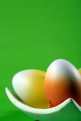 Funny easter eggs on green backgroung.