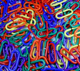 many colored plastic chain links make a colorfull backgraund