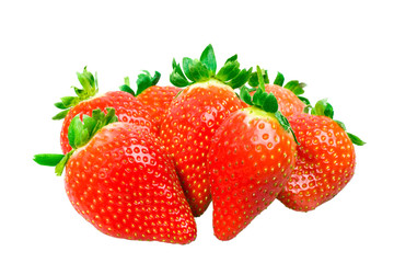 Fresh strawberries over white