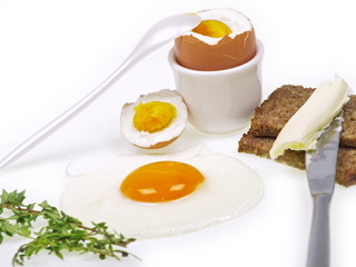 gekochtes ei u. spiegelei