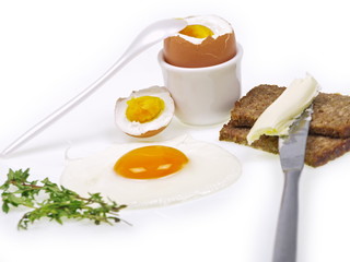 gekochtes ei u. spiegelei