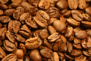 very hot big black coffee beans macro