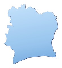 Cote D'Ivoire map filled with light blue gradient