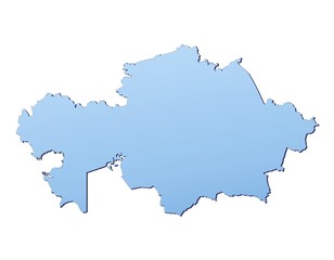 Kazakhstan map filled with light blue gradient