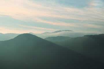 Blue mountain silhouette
