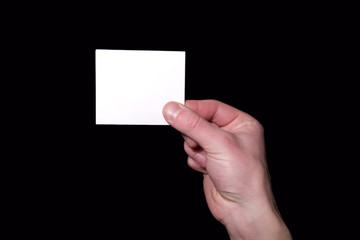 Blank card in hand
