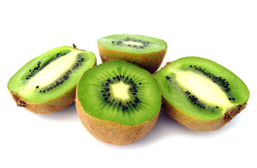 pieces of kiwi isolated on white background