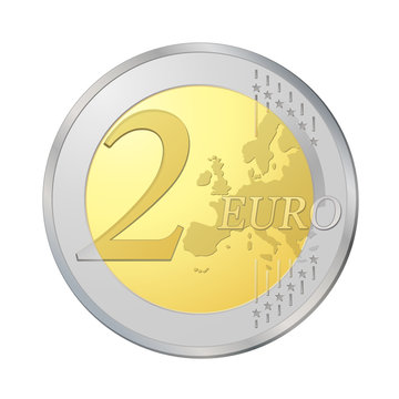 Pièce de deux euros, image vectorielle très détaillée