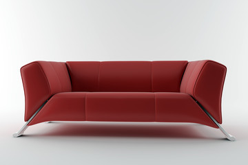 3d red sofa isolated on white background