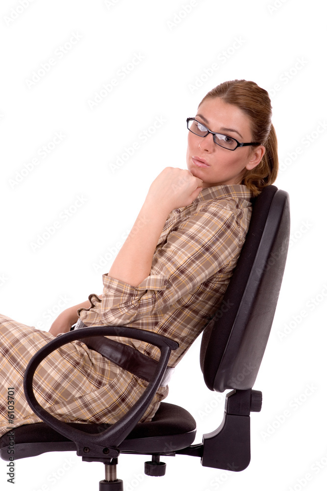 Wall mural Businesswoman sit on office chair.