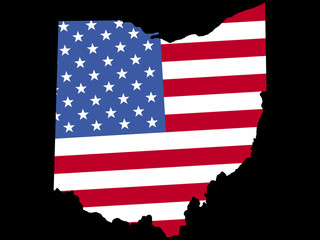 Map of Ohio with flag