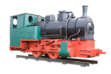 Fototapeta na wymiar Old steam locomotive isolated on white.