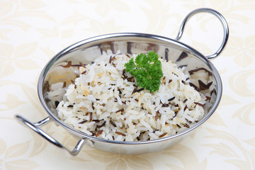 Serving of long-grain and wild rices