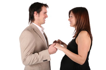 Pregnant couple face-to-face