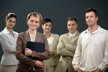 Businesswoman and team