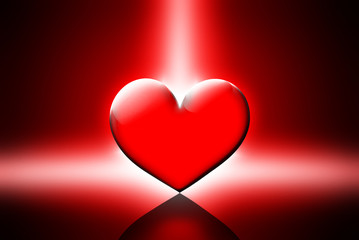 abstract illustration of a heart on red background