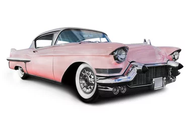 Peel and stick wall murals Old cars pink cadillac