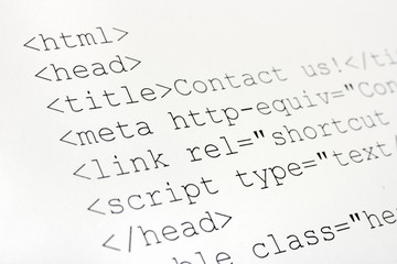 Printed internet html code, technology background