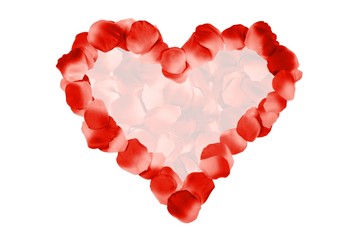 Obraz na płótnie Canvas Red bordered petal heart filled with semi-transparent petals