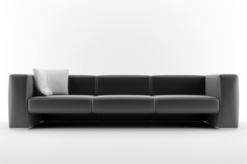 3d black sofa isolated on white background