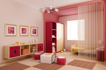 3d interior of the children's room