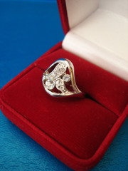 silver ring in beautiful red box