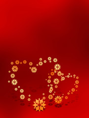 Two Valentines hearts on red background