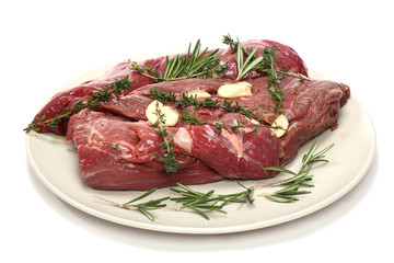 Veal fillet with aromatic herbs (thyme, garlic and rosemary)