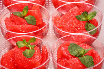 Sliced grapefruit and mint – healthy dessert