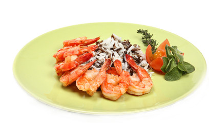 king tiger prawn shrimp on a bed of rice