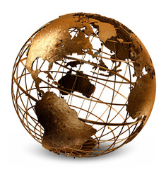 Obraz premium 3D art of brass wire globe