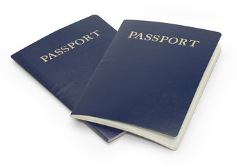 Two passports isolated on a white background with clipping path