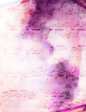 Musik, noten mit abstraktem Hintergrund