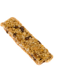 A single granola or snack bar. Isolated on white.