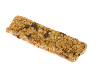 A single granola or snack bar. Isolated on white.