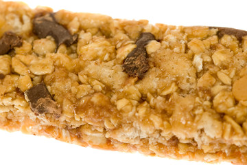 A single granola or snack bar. Isolated on white.
