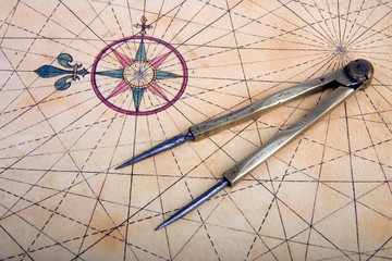 Ancient dividers on a map