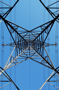 Electricity Pylon Abstract Against Blue Sky