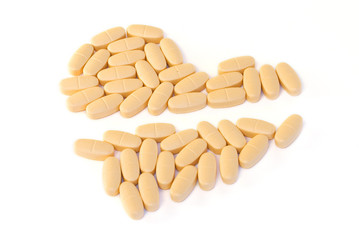 Pills in shape of splited heart