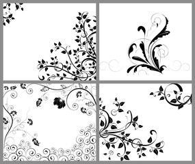 Abstract floral design elements set