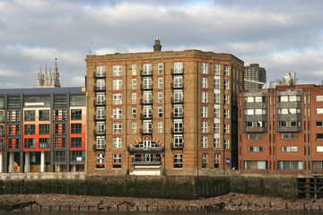 London, old warehouse on the Thames converted into apartments