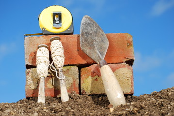 Brick Lines, Trowel, Tape Measure