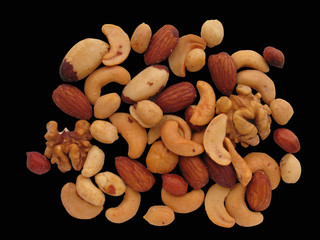 Nuts mixed isolated on black