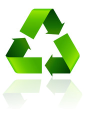 Symbole du recyclage (reflet)