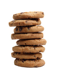Fototapeta na wymiar Stack of chocolate chip cookies